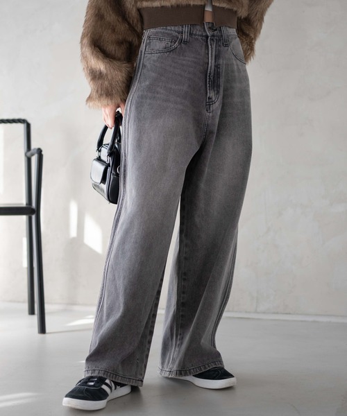 WEGO（ウィゴー）の「WEGO/【25年春夏新作】サイドラインワイドデニムパンツ（デニムパンツ・レディース・スミクロ/コバルトブルー・MEDIUM/SMALL）」の2枚目の写真