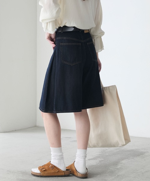 BONLECILL(ボンルシール)の「サイドタックデニムキュロットハーフパンツ(デニムパンツ・レディース・ネイビー/ブラック・M/L)」の13枚目の写真