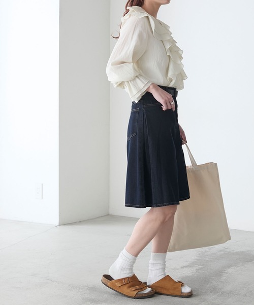 BONLECILL(ボンルシール)の「サイドタックデニムキュロットハーフパンツ(デニムパンツ・レディース・ネイビー/ブラック・M/L)」の19枚目の写真