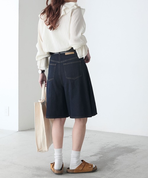 BONLECILL(ボンルシール)の「サイドタックデニムキュロットハーフパンツ(デニムパンツ・レディース・ネイビー/ブラック・M/L)」の20枚目の写真