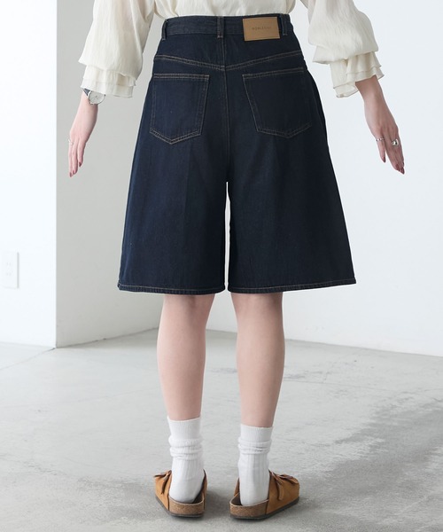 セール】サイドタックデニムキュロットハーフパンツ（デニム