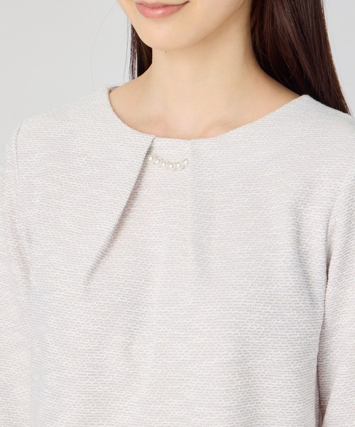 TOKYO SHIRTS（トウキョウシャツ）の「チャーム付ブラウス ツイード風 長袖 レディース（シャツ/ブラウス・レディース・サックスブルー/グレー・L/M/LL）」の5枚目の写真