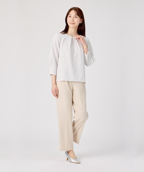 TOKYO SHIRTS（トウキョウシャツ）の「チャーム付ブラウス ツイード風 長袖 レディース（シャツ/ブラウス・レディース・サックスブルー/グレー・L/M/LL）」の3枚目の写真