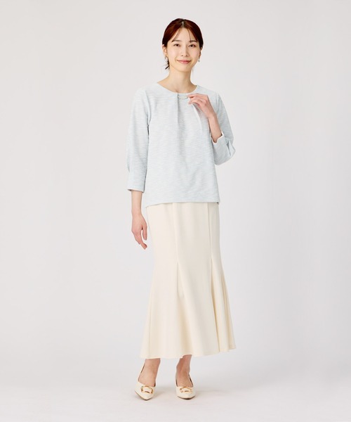 TOKYO SHIRTS（トウキョウシャツ）の「チャーム付ブラウス ツイード風 長袖 レディース（シャツ/ブラウス・レディース・サックスブルー/グレー・L/M/LL）」の11枚目の写真