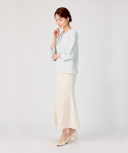 TOKYO SHIRTS（トウキョウシャツ）の「チャーム付ブラウス ツイード風 長袖 レディース（シャツ/ブラウス・レディース・サックスブルー/グレー・L/M/LL）」の12枚目の写真