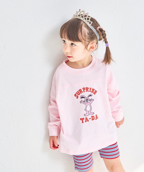 セール】【綿100%】ヨーク切替え ポッププリント長袖Tシャツ（Tシャツ  