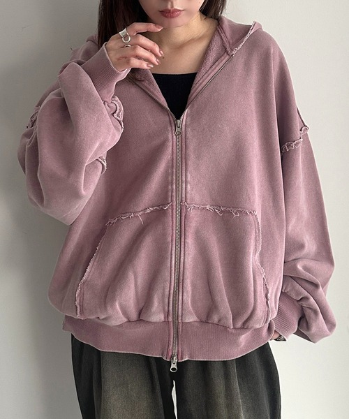 apres jour mignon(アプレジュールミニョン)の「切り替えピグメントパーカー【ZOZOTOWN限定アイテム】(パーカー・レディース・ピンク/ベージュ/杢グレー/ブラック・フリー/X-LARGE)」の4枚目の写真