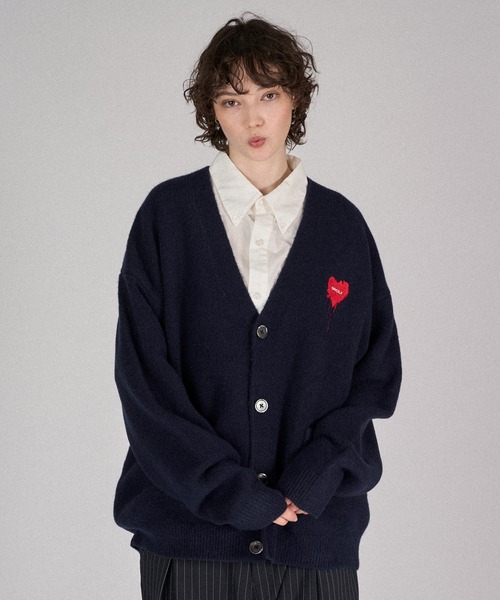 MELTY HEART LOGO KNIT CARDIGAN / メルティーハートロゴニット