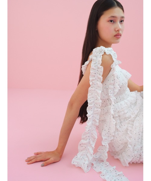 snidel ショルダーリボンキャミワンピース　DOT SNIDEL（スナイデル）の「ショルダーリボンキャミワンピース