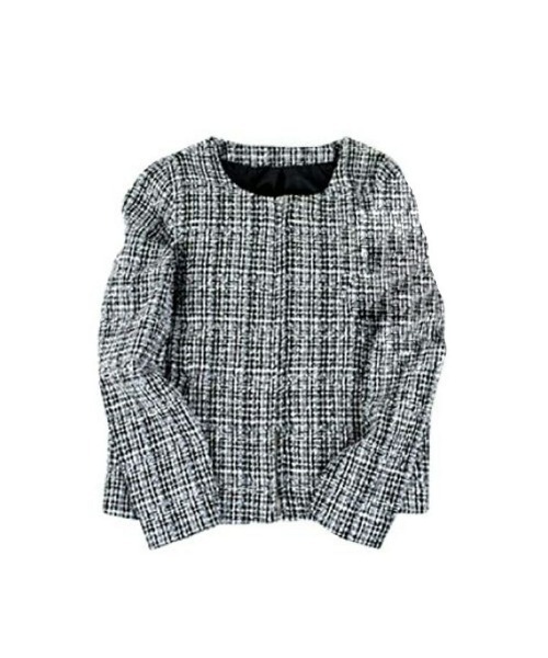 aquagarage（アクアガレージ）の「ノーカラーツイードジャケット（その他アウター・レディース・ブラック/オフホワイト・M/L）」の5枚目の写真