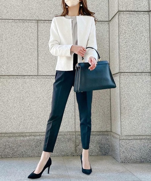 aquagarage（アクアガレージ）の「ノーカラーツイードジャケット（その他アウター・レディース・ブラック/オフホワイト・M/L）」の8枚目の写真