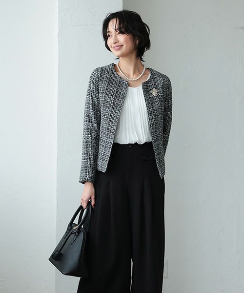 aquagarage（アクアガレージ）の「ノーカラーツイードジャケット（その他アウター・レディース・ブラック/オフホワイト・M/L）」の11枚目の写真