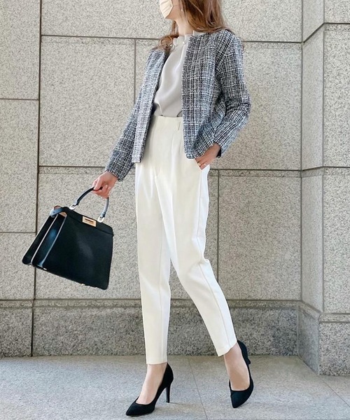 aquagarage（アクアガレージ）の「ノーカラーツイードジャケット（その他アウター・レディース・ブラック/オフホワイト・M/L）」の12枚目の写真