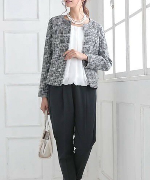 aquagarage（アクアガレージ）の「ノーカラーツイードジャケット（その他アウター・レディース・ブラック/オフホワイト・M/L）」の17枚目の写真