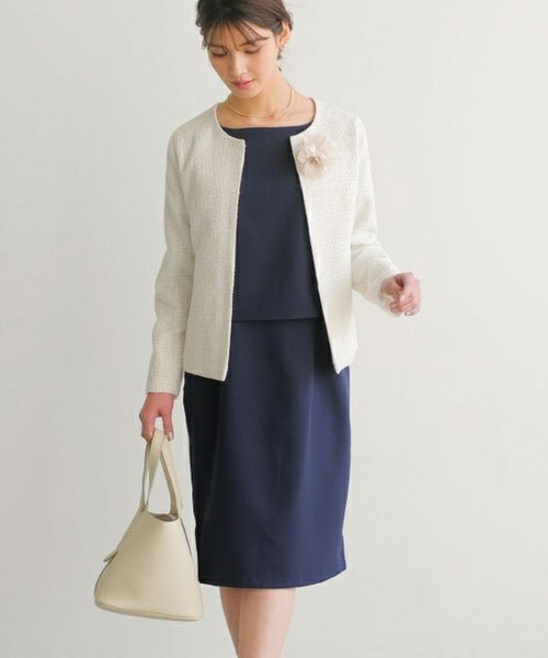 aquagarage（アクアガレージ）の「ノーカラーツイードジャケット（その他アウター・レディース・ブラック/オフホワイト・M/L）」の21枚目の写真