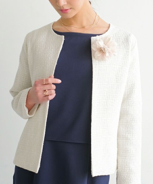 aquagarage（アクアガレージ）の「ノーカラーツイードジャケット（その他アウター・レディース・ブラック/オフホワイト・M/L）」の18枚目の写真