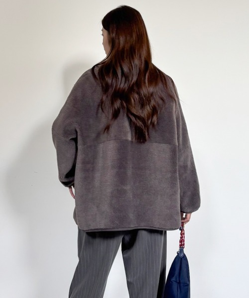 セール】2WAYリバーシブルノーカラーコート（フェイクムートン/ボア