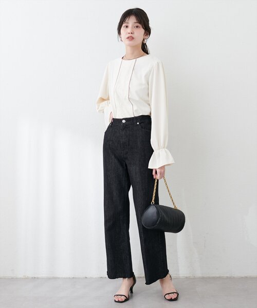 natural couture（ナチュラルクチュール）の「フロントレース使いキャンディ袖ブラウス（シャツ/ブラウス・レディース・ピンク/グレー/アイボリー/グレイッシュベージュ・FREE）」の21枚目の写真