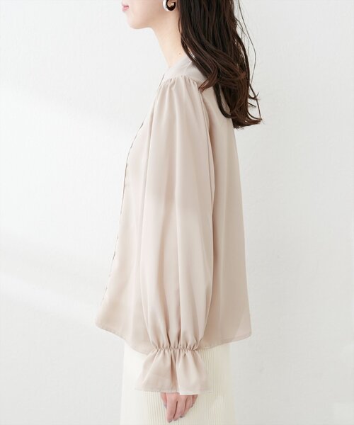 natural couture（ナチュラルクチュール）の「フロントレース使いキャンディ袖ブラウス（シャツ/ブラウス・レディース・ピンク/グレー/アイボリー/グレイッシュベージュ・FREE）」の10枚目の写真