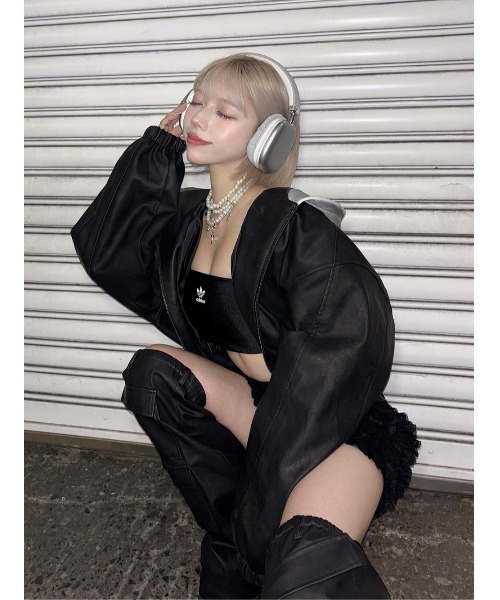 Darich スウェットフーディーレザージャケット BLK Darich スウェットフーディーレザージャケット BLK スウェット