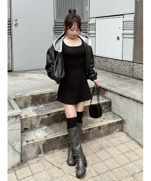 Darich ダーリッチ スウェットフーディーレザージャケット BLK 黒 Darich ダーリッチ スウェットフーディーレザージャケット BLK