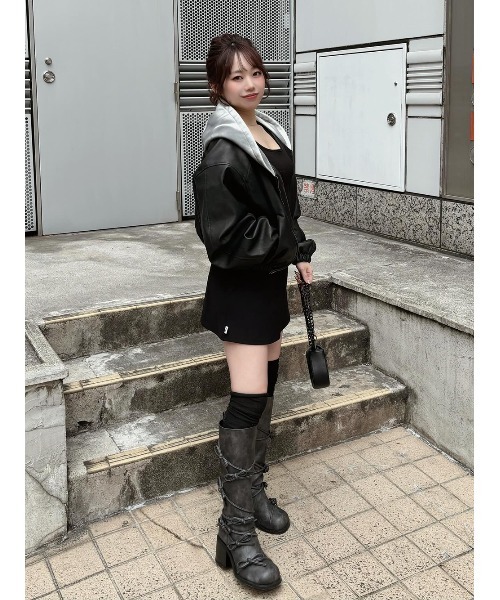 スウェットフーディーレザージャケット（その他アウター）｜Darich