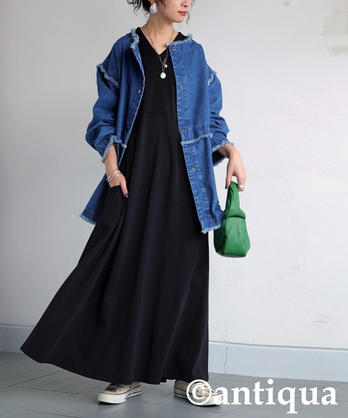 antiqua（アンティカ）の「カットソーワンピース（ワンピース・レディース・ブラック・ONESIZE）」の4枚目の写真