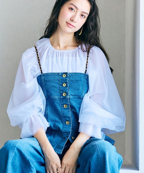 Audie a Muses(オーディアミューズ)の「チュールレイヤードブラウス/ 2WAY(シャツ/ブラウス・レディース・グレー/ブラック/オフホワイト・38/42)」の12枚目の写真