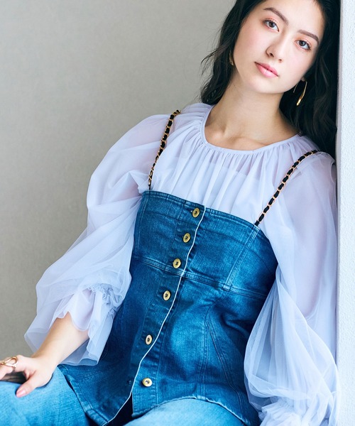 Audie a Muses(オーディアミューズ)の「チュールレイヤードブラウス/ 2WAY(シャツ/ブラウス・レディース・グレー/ブラック/オフホワイト・38/42)」の13枚目の写真
