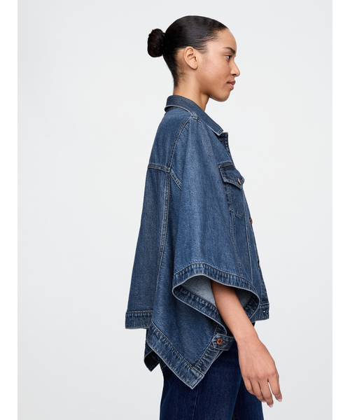 GAP（ギャップ）の「ウルトラソフト デニム ケープジャケット（デニムジャケット・レディース・インディゴブルー・M/L/XS/S）」の4枚目の写真