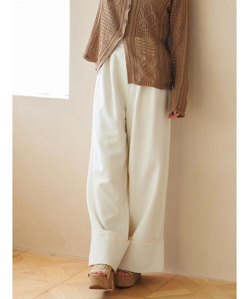 so4u(ソーフォーユー)の「折り返しワイドスラックス(その他パンツ・レディース・オフホワイト/オリーブ・M/S)」の2枚目の写真