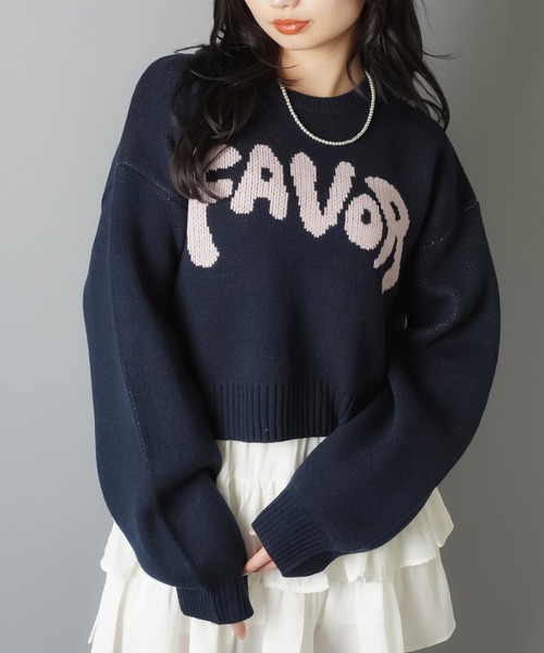 SPINNS（スピンズ）の「ショート丈ニット/FAVOR（ニット/セーター・レディース・チャコール/アイボリー/ブラウン/ネイビー・ONESIZE）」の4枚目の写真