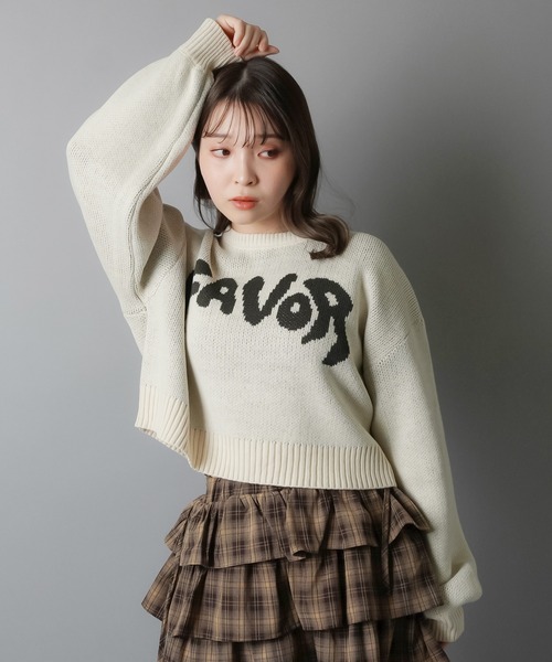 SPINNS（スピンズ）の「ショート丈ニット/FAVOR（ニット/セーター・レディース・チャコール/アイボリー/ブラウン/ネイビー・ONESIZE）」の15枚目の写真