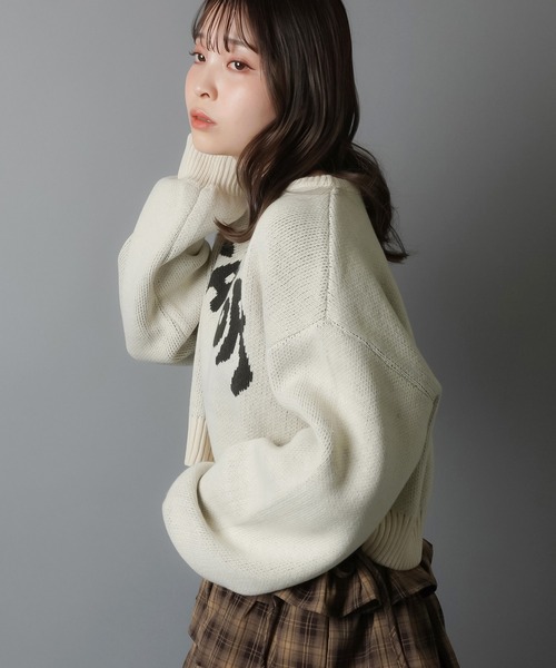 SPINNS（スピンズ）の「ショート丈ニット/FAVOR（ニット/セーター・レディース・チャコール/アイボリー/ブラウン/ネイビー・ONESIZE）」の13枚目の写真