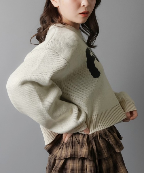 SPINNS（スピンズ）の「ショート丈ニット/FAVOR（ニット/セーター・レディース・チャコール/アイボリー/ブラウン/ネイビー・ONESIZE）」の8枚目の写真