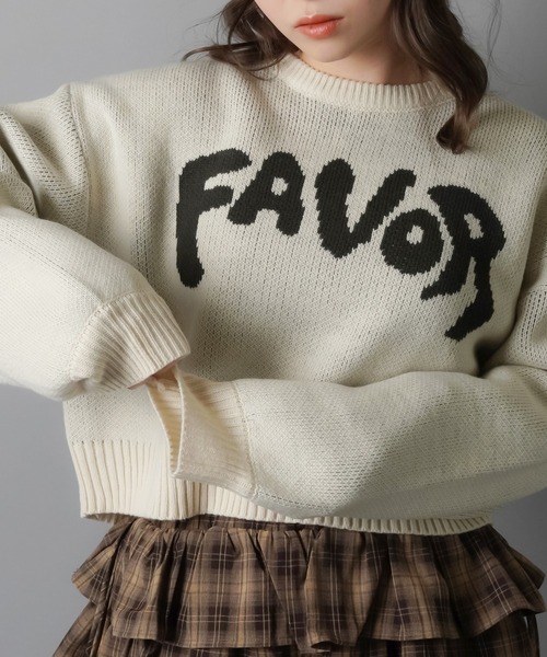 SPINNS（スピンズ）の「ショート丈ニット/FAVOR（ニット/セーター・レディース・チャコール/アイボリー/ブラウン/ネイビー・ONESIZE）」の7枚目の写真