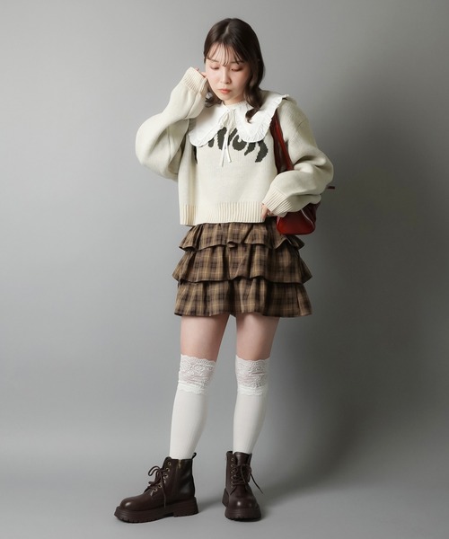 SPINNS（スピンズ）の「ショート丈ニット/FAVOR（ニット/セーター・レディース・チャコール/アイボリー/ブラウン/ネイビー・ONESIZE）」の17枚目の写真