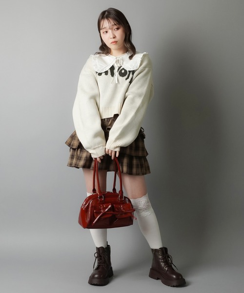 SPINNS（スピンズ）の「ショート丈ニット/FAVOR（ニット/セーター・レディース・チャコール/アイボリー/ブラウン/ネイビー・ONESIZE）」の18枚目の写真