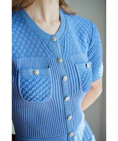 ☆韓国の人気☆【MISCHIEF】☆BUSTIER DRES.S☆ワンピース☆ Louise Knit Dress レーシーリブスウィッチングニットドレス