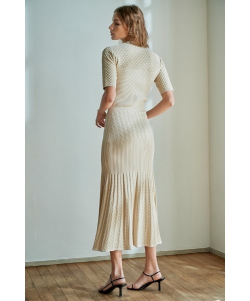 Estella.K（エステラケー）の「Louise Knit Dress レーシーリブスウィッチングニットドレス（ワンピース・レディース・ブラック/ブルー/アイボリー系・FREE）」の14枚目の写真