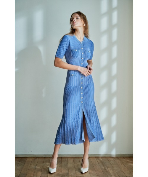 Louise Knit Dress レーシーリブスウィッチングニットドレス
