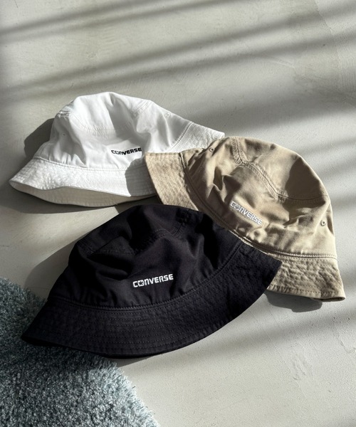 CONVERSE（コンバース）の「∴WEGO/CONVERSE TWILL NEW LOGO BUCKETHAT（ハット・レディース・ブラック/ベージュ/ホワイト・FREE）」の4枚目の写真
