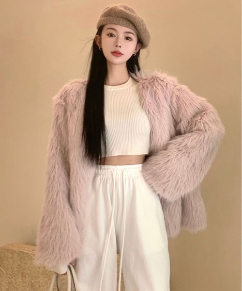 kirakiraShop(キラキラショップ)の「ショート丈 リブニット トップス(ニット/セーター・レディース・チャコール/キャメル/ホワイト/ブラック・FREE)」の19枚目の写真