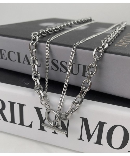 LAUTRE COTE（ロウトレコウト）の「ステンレスダブルチェーンネックレス（ネックレス・メンズ・シルバー・MEDIUM/LARGE）」の2枚目の写真