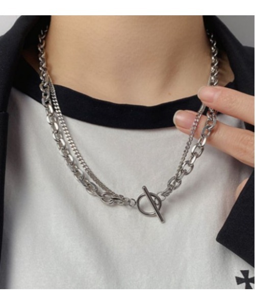 LAUTRE COTE（ロウトレコウト）の「ステンレスダブルチェーンネックレス（ネックレス・メンズ・シルバー・MEDIUM/LARGE）」の4枚目の写真