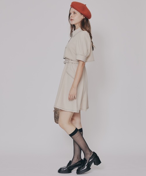 Randy バイカラーステッチミニワンピース バイカラーステッチミニワンピース – Randy