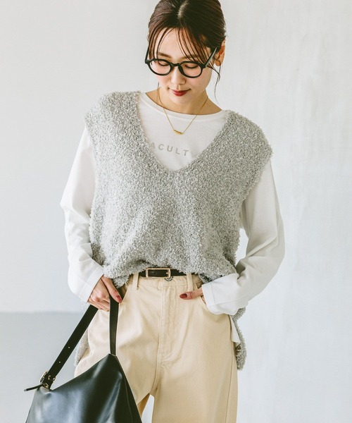 グローバルワーク フェザータッチベストセット アイボリー L 完売品 GLOBAL WORK｜フェザータッチベストセットTシャツ/492319