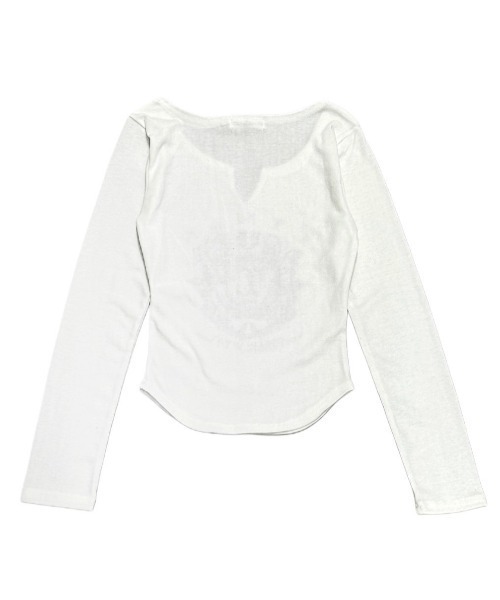 XU（エックスユー）の「【XU】v neck vintage print long sleeve