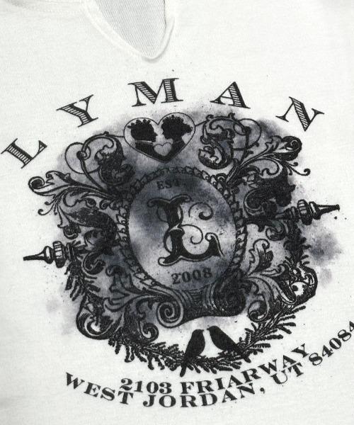 tシャツ 「XU」v neck vintage print long sleeve tee レディース XU tシャツ 「XU」v neck vintage print long sleeve tee