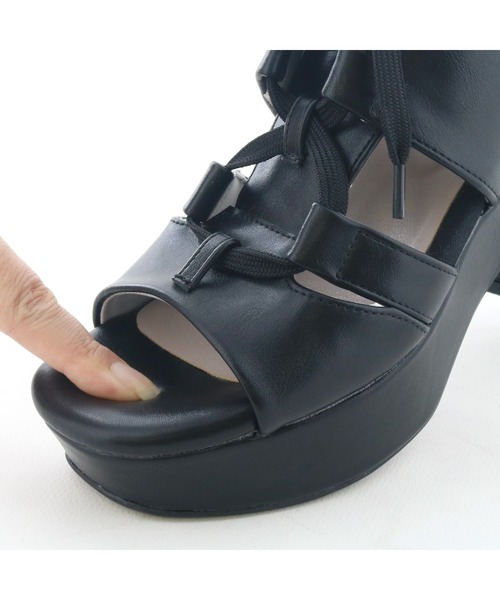 byあしながおじさん（バイアシナガオジサン）の「厚底ダブルリボンサンダル　8490103（サンダル・レディース・ラベンダー/ブラック/アイボリー・S/M/L/LL）」の16枚目の写真